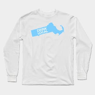 Massachusetts Drink Local MA Blue Long Sleeve T-Shirt